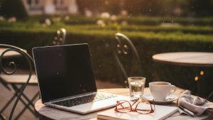 Working on an online business after 50 from your home office.